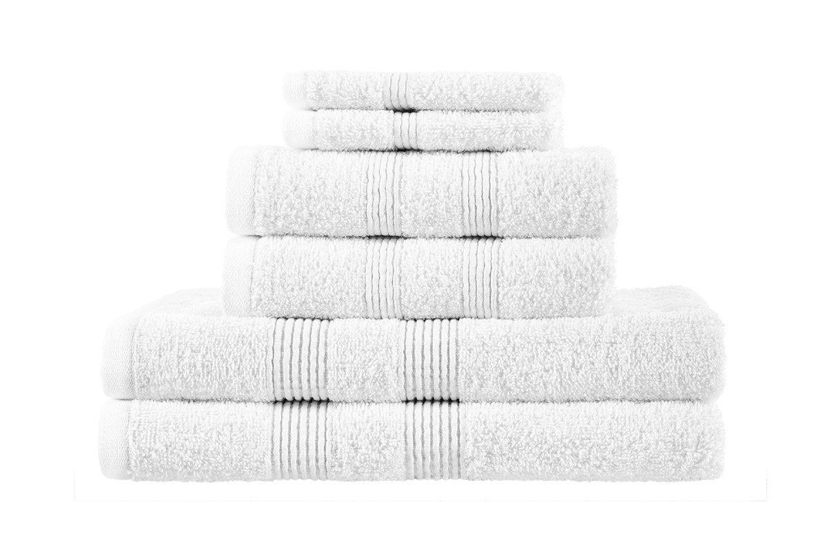 Ovela Avalon 6 Piece 100% Cotton Towel Set - White