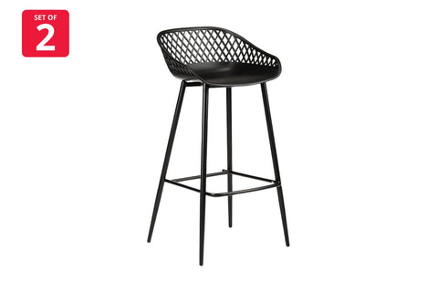 Ovela Set of 2 Leerdam Bar Stools (Black) - Auzzistore