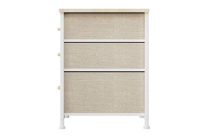 Ovela 3 Drawer Nightstand Bedside Table - Beige