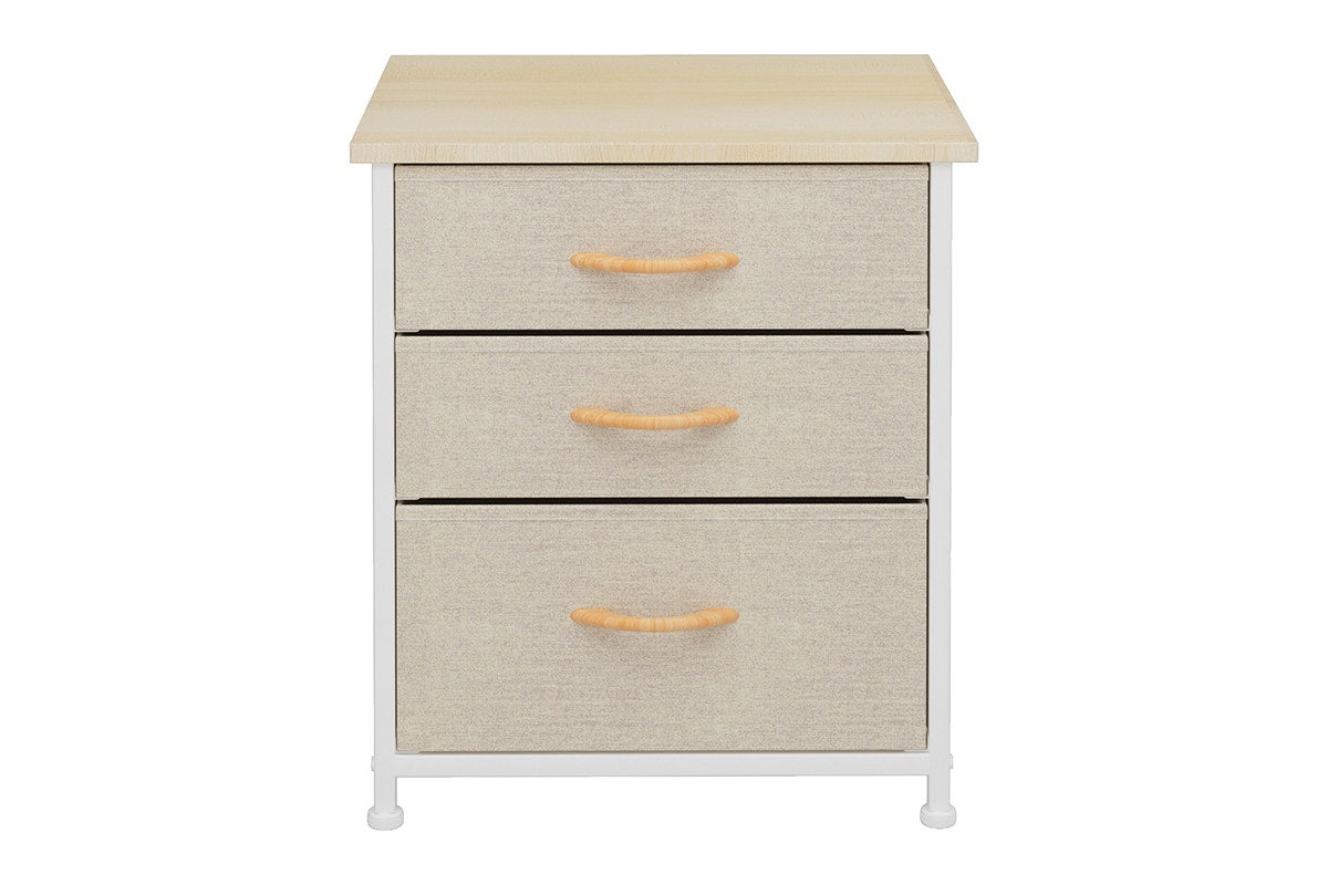 Ovela 3 Drawer Nightstand Bedside Table - Beige