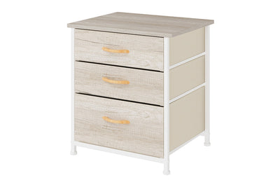 Ovela 3 Drawer Nightstand Bedside Table - Wood Grain White Oak