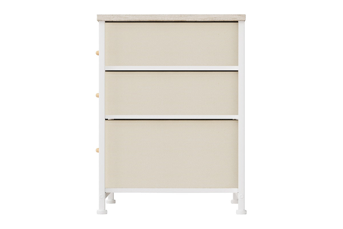 Ovela 3 Drawer Nightstand Bedside Table - Wood Grain White Oak