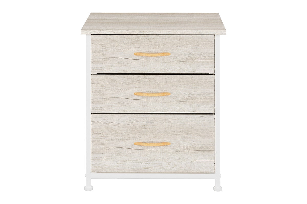 Ovela 3 Drawer Nightstand Bedside Table - Wood Grain White Oak