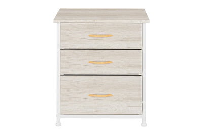 Ovela 3 Drawer Nightstand Bedside Table - Wood Grain White Oak