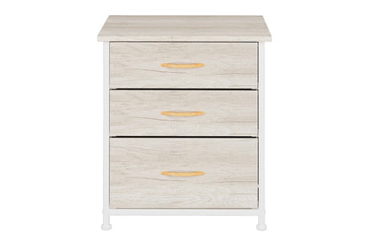 Ovela 3 Drawer Nightstand Bedside Table - Wood Grain White Oak