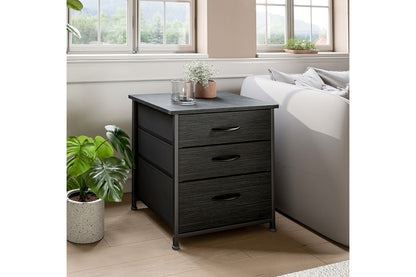 Ovela 3 Drawer Nightstand Bedside Table - Wood Grain Black