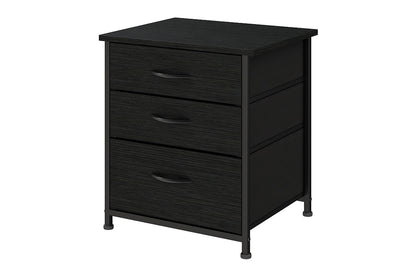 Ovela 3 Drawer Nightstand Bedside Table - Wood Grain Black