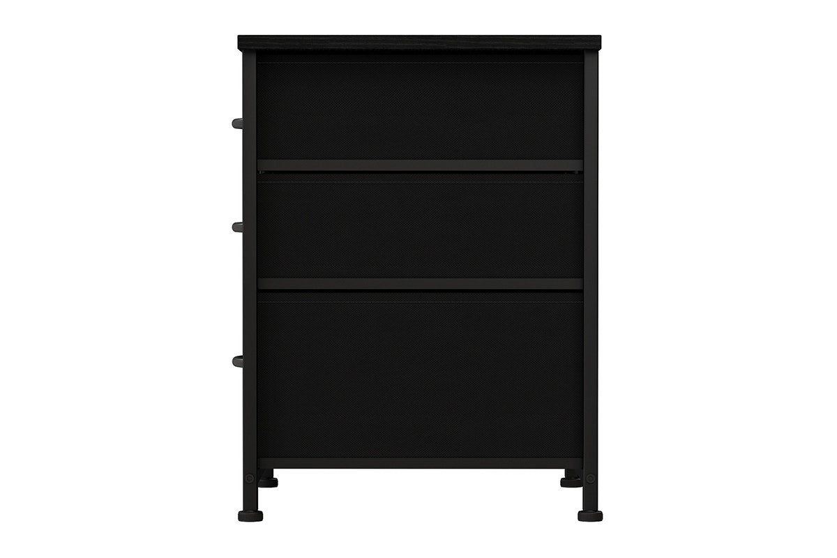 Ovela 3 Drawer Nightstand Bedside Table - Wood Grain Black