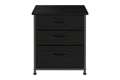 Ovela 3 Drawer Nightstand Bedside Table - Wood Grain Black