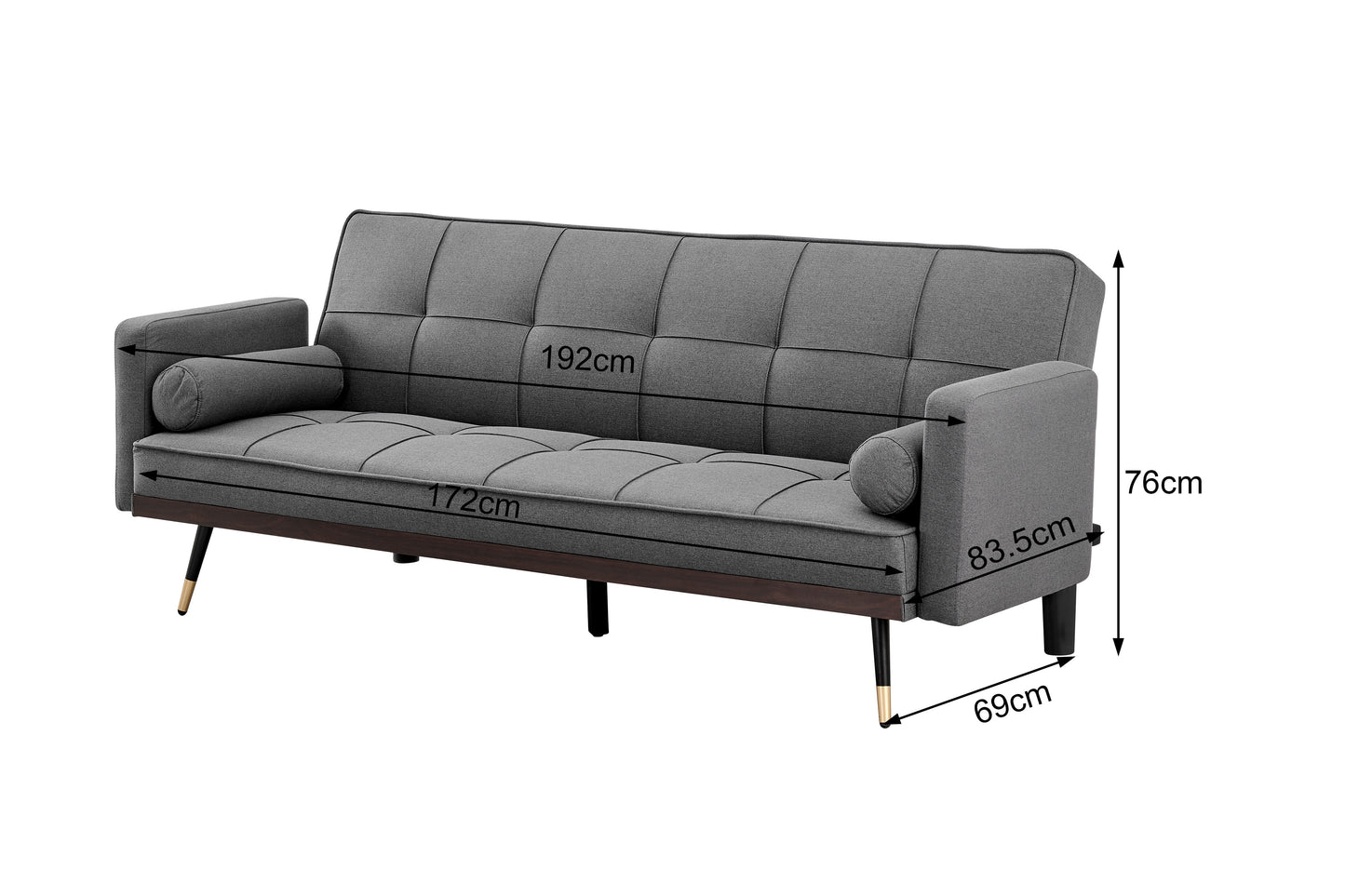 Ovela Billi Button Sofa Bed - Charcoal