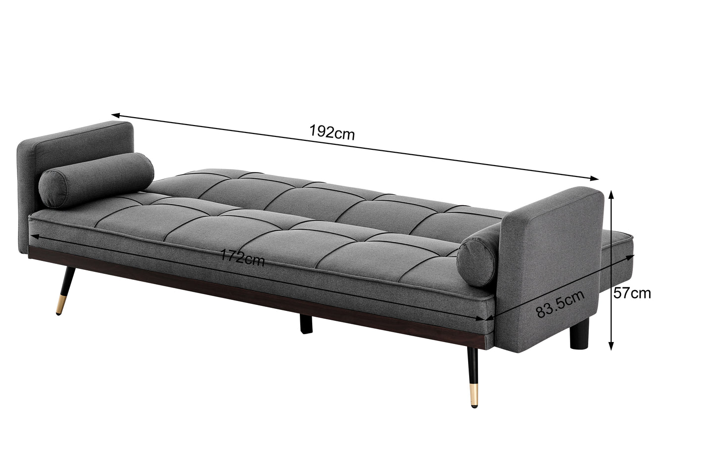 Ovela Billi Button Sofa Bed - Charcoal