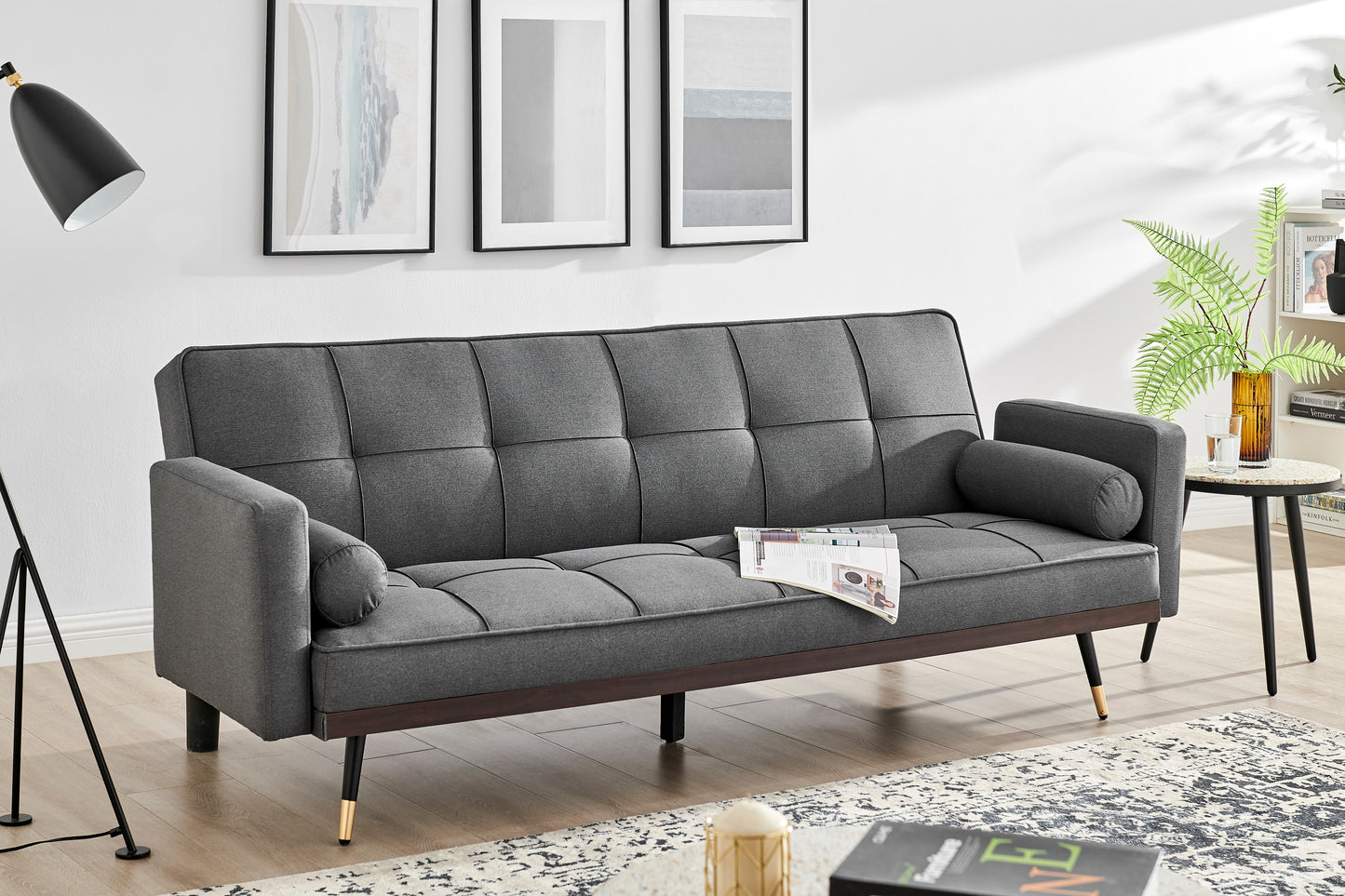 Ovela Billi Button Sofa Bed - Charcoal