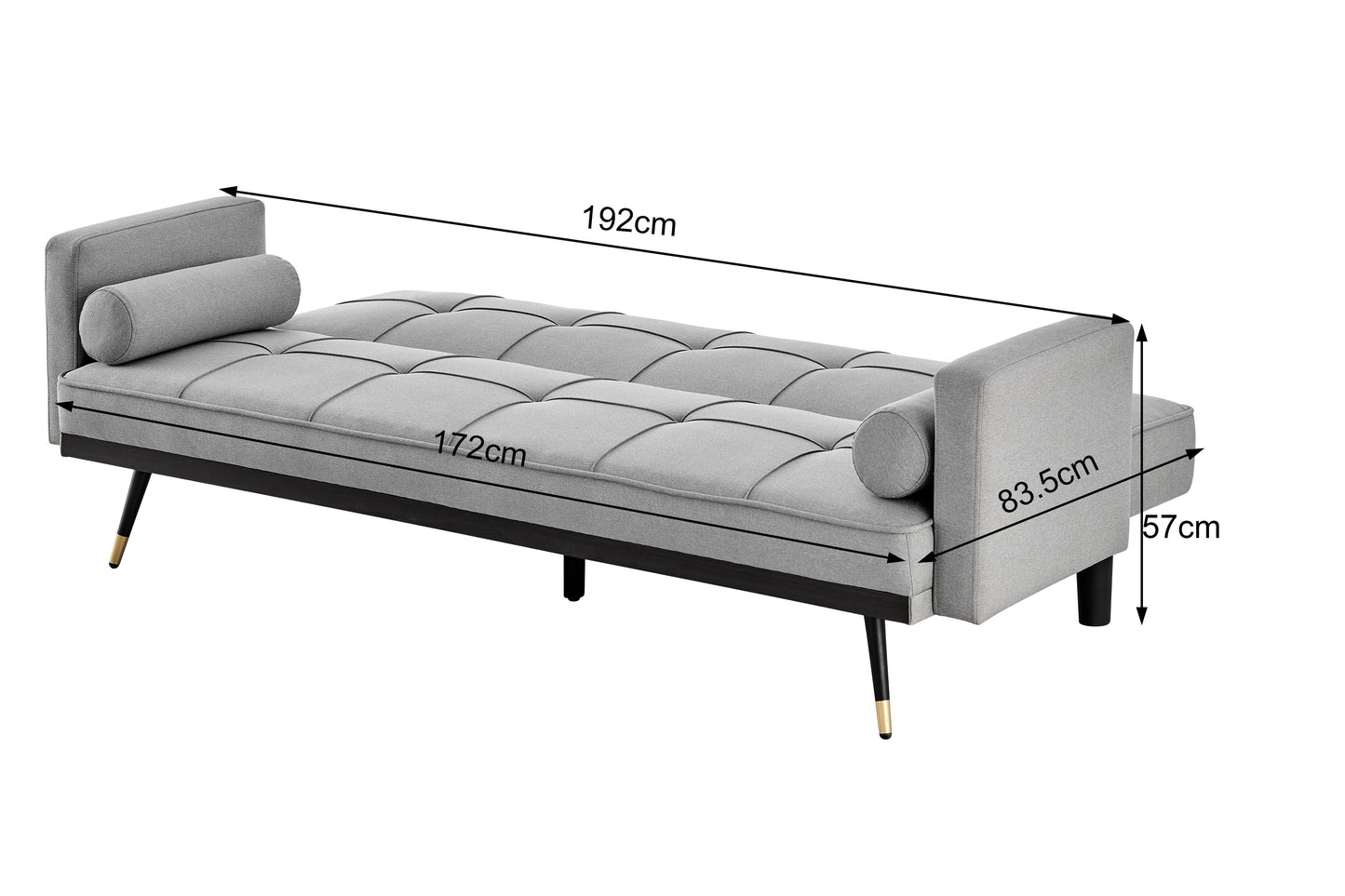 Ovela Billi Button Sofa Bed - Light Grey