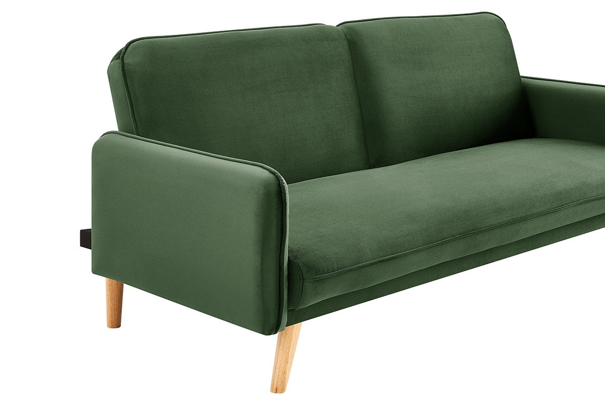 Ovela Chelsea 3 Seater Velvet Sofa Bed (Green)