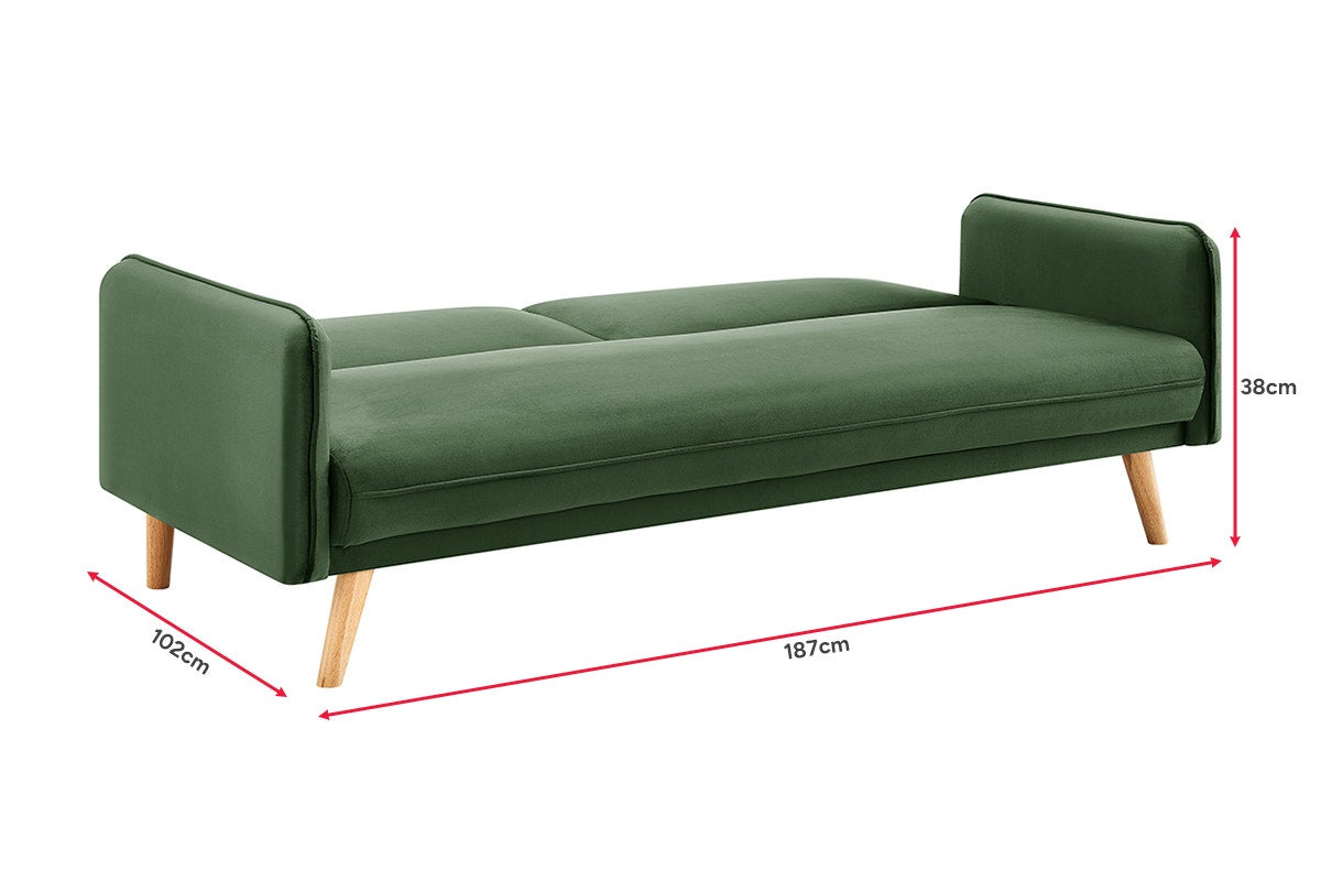 Ovela Chelsea 3 Seater Velvet Sofa Bed (Green)