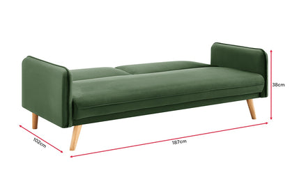 Ovela Chelsea 3 Seater Velvet Sofa Bed (Green)