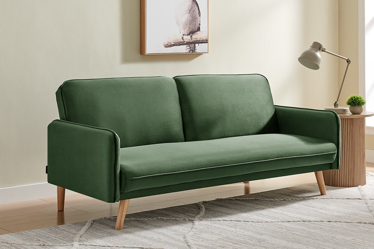Ovela Chelsea 3 Seater Velvet Sofa Bed (Green)