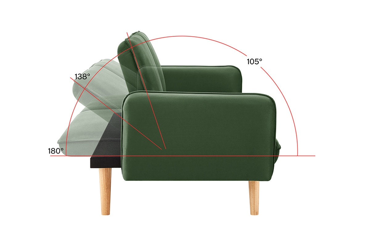 Ovela Chelsea 3 Seater Velvet Sofa Bed (Green)