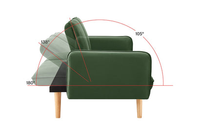 Ovela Chelsea 3 Seater Velvet Sofa Bed (Green)