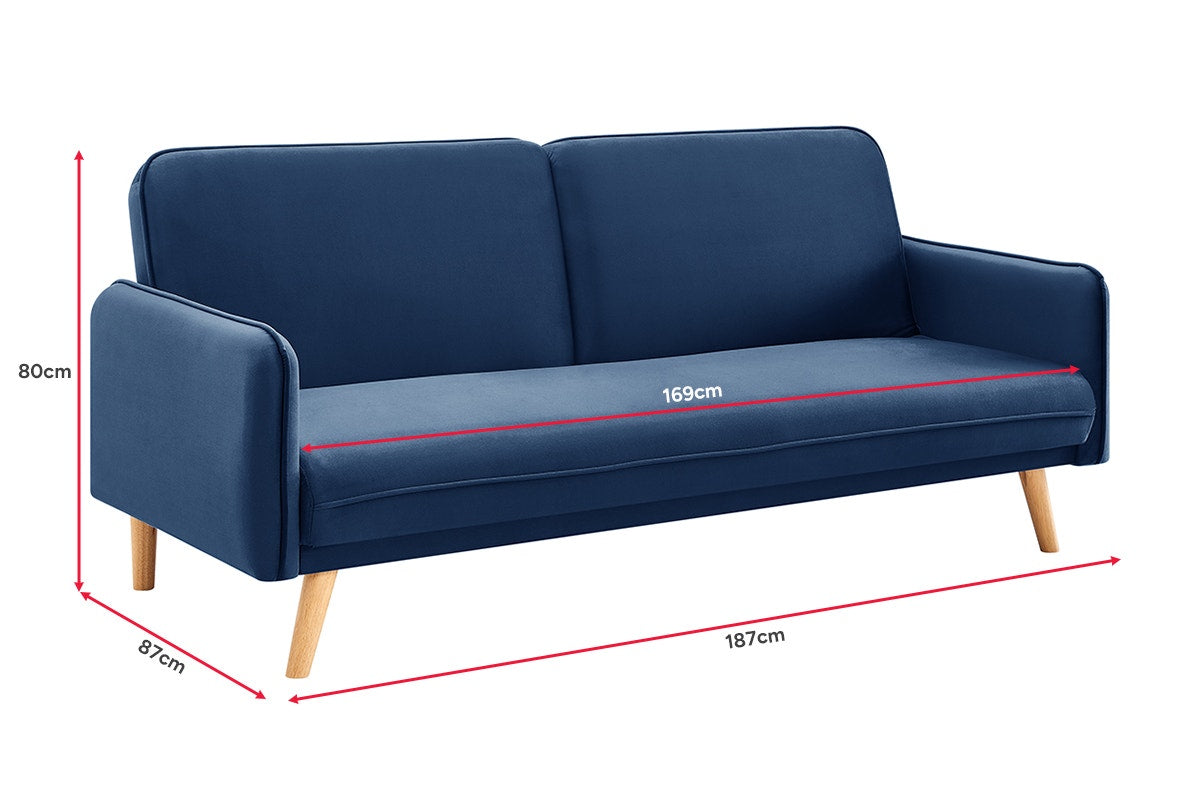 Ovela Chelsea 3 Seater Velvet Sofa Bed (Navy)