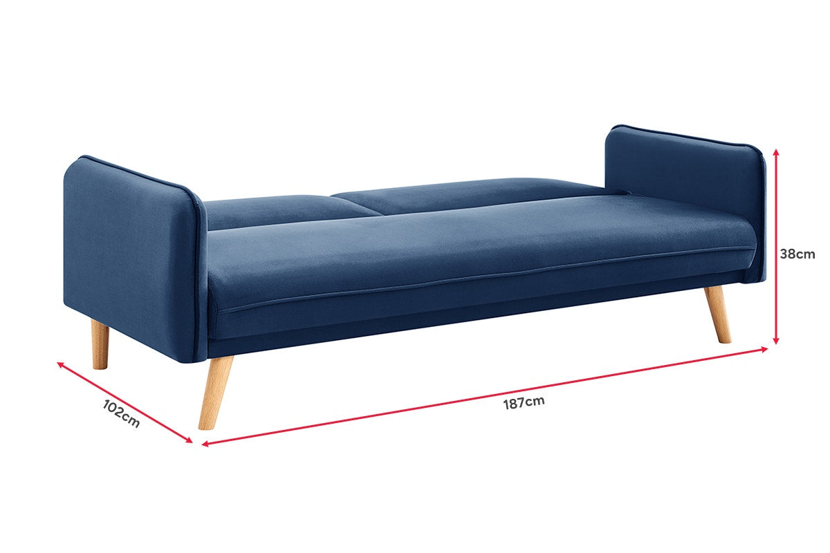 Ovela Chelsea 3 Seater Velvet Sofa Bed (Navy)