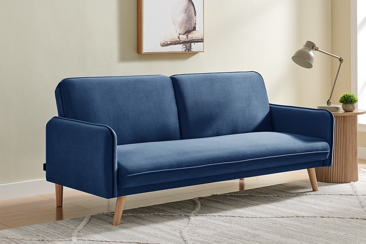 Ovela Chelsea 3 Seater Velvet Sofa Bed (Navy)