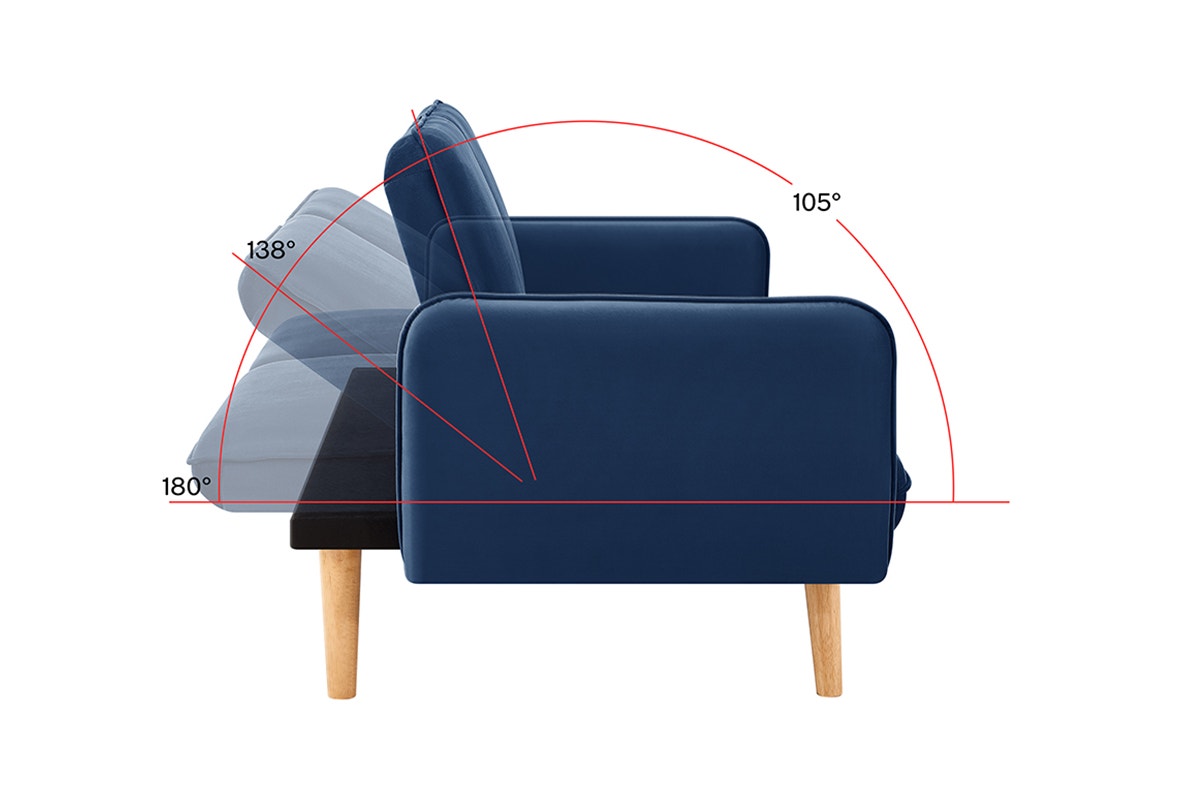 Ovela Chelsea 3 Seater Velvet Sofa Bed (Navy)