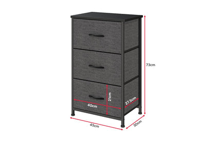 Ovela 3 Drawer Storage Chest - Charcoal