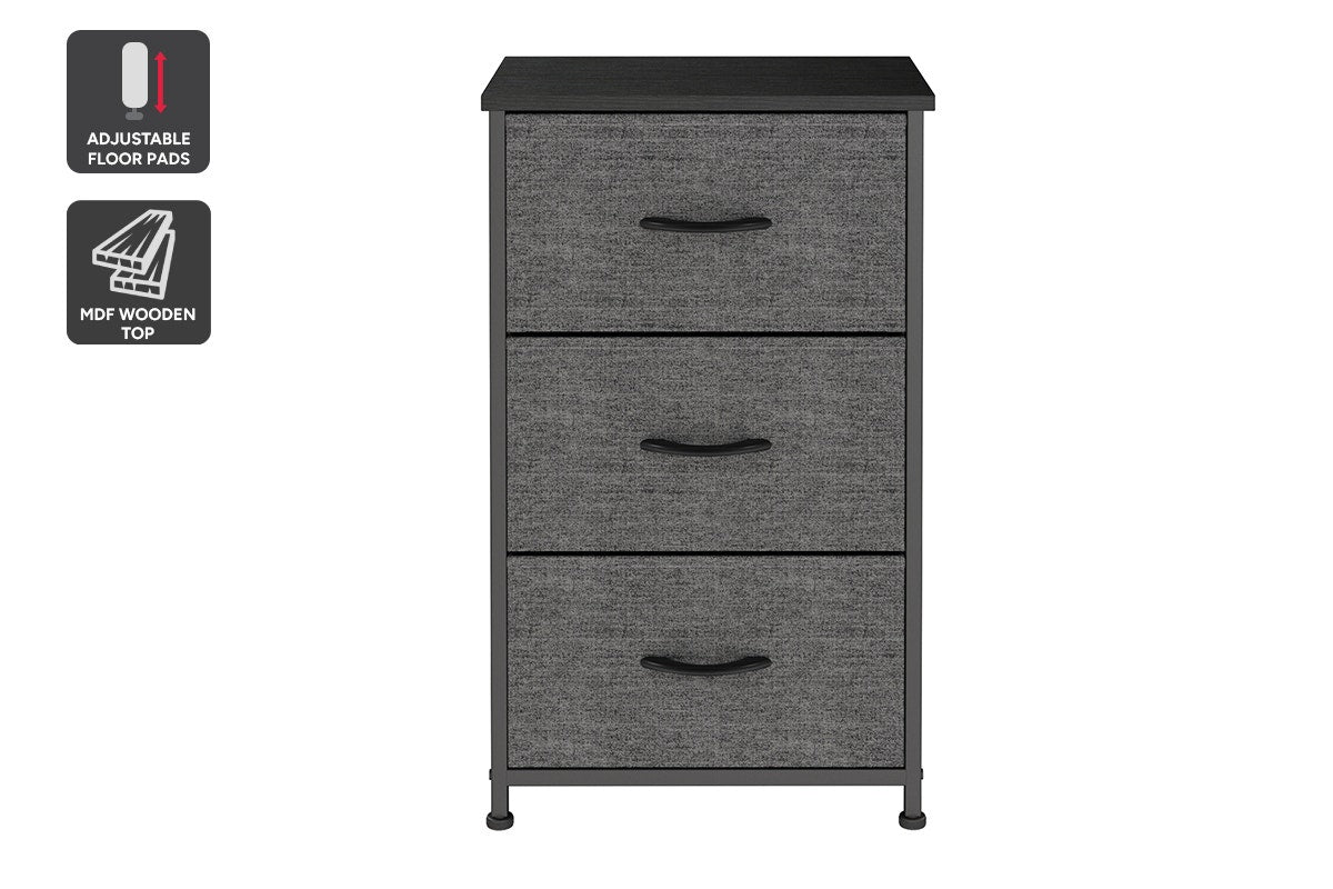 Ovela 3 Drawer Storage Chest - Charcoal
