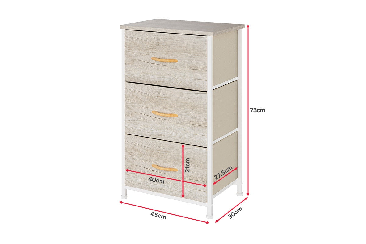 Ovela 3 Drawer Storage Chest - Wood Grain White Oak