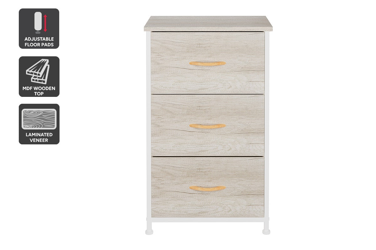 Ovela 3 Drawer Storage Chest - Wood Grain White Oak