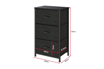 Ovela 3 Drawer Storage Chest - Wood Grain Black