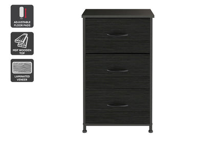 Ovela 3 Drawer Storage Chest - Wood Grain Black