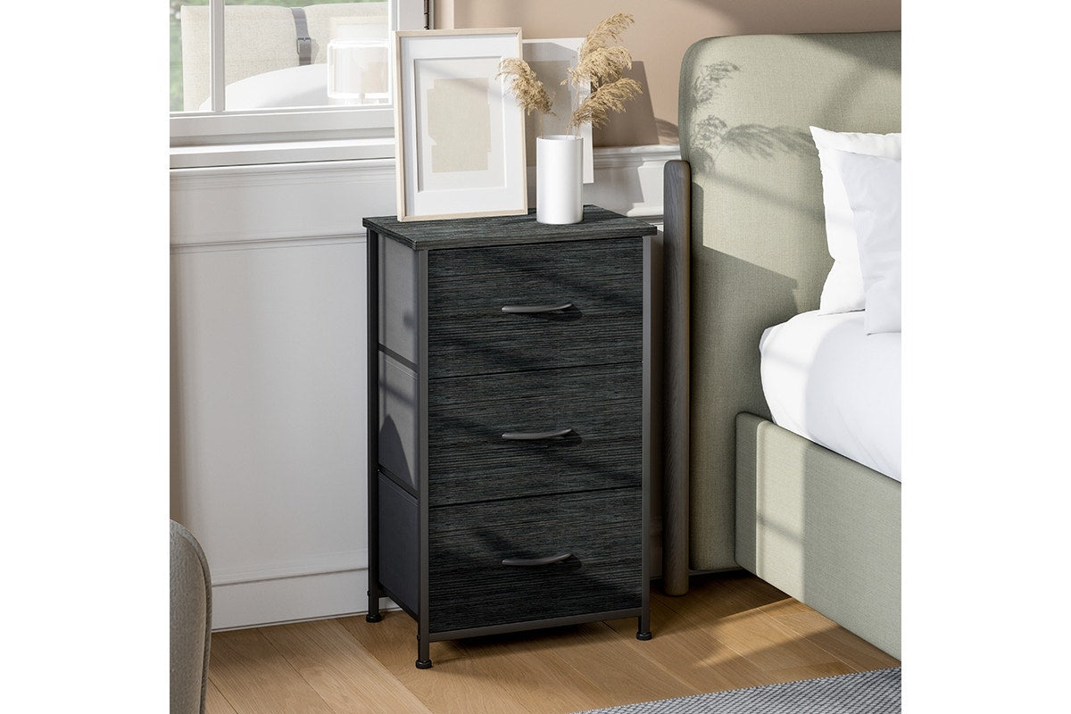 Ovela 3 Drawer Storage Chest - Wood Grain Black