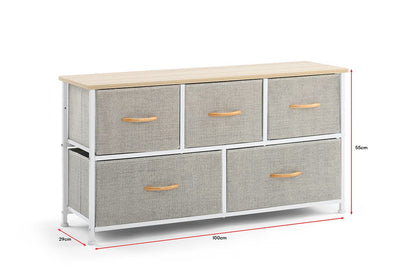 Ovela 5 Drawer Storage Chest (Beige)