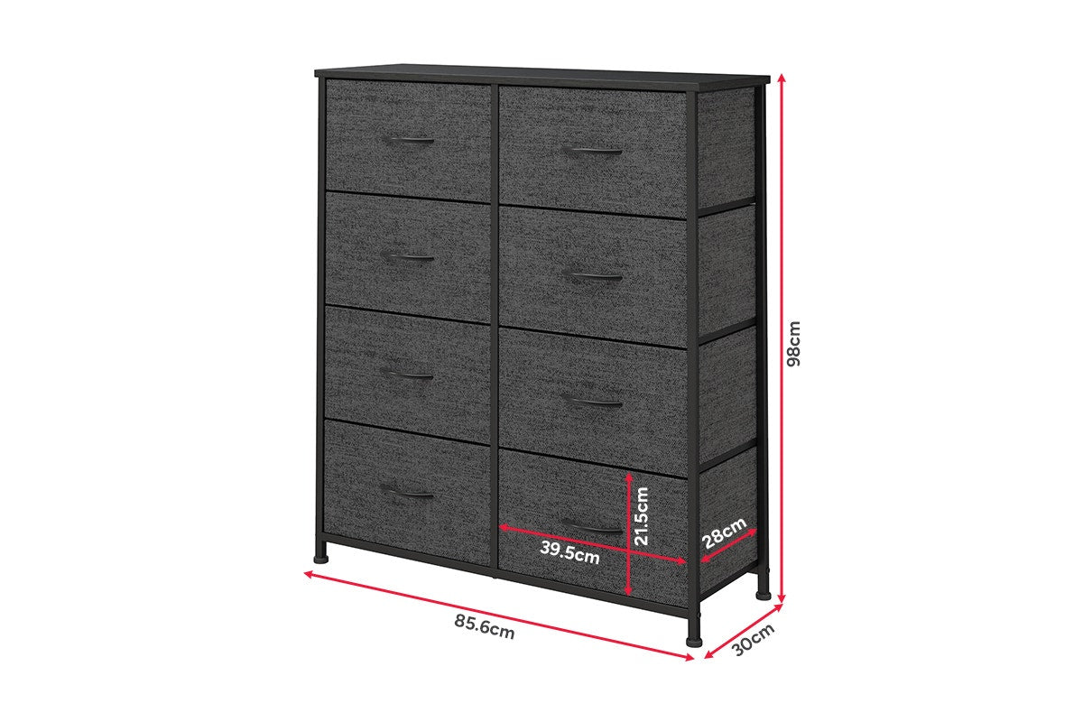 Ovela 8 Drawer Storage Chest - Charcoal