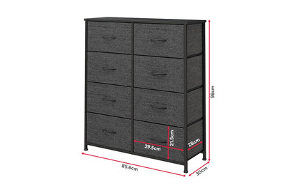 Ovela 8 Drawer Storage Chest - Charcoal