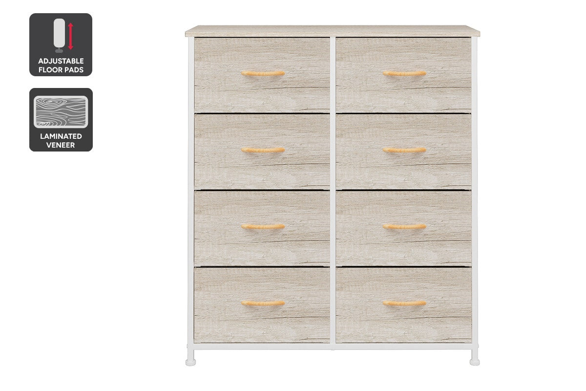 Ovela 8 Drawer Storage Chest - Wood Grain White Oak