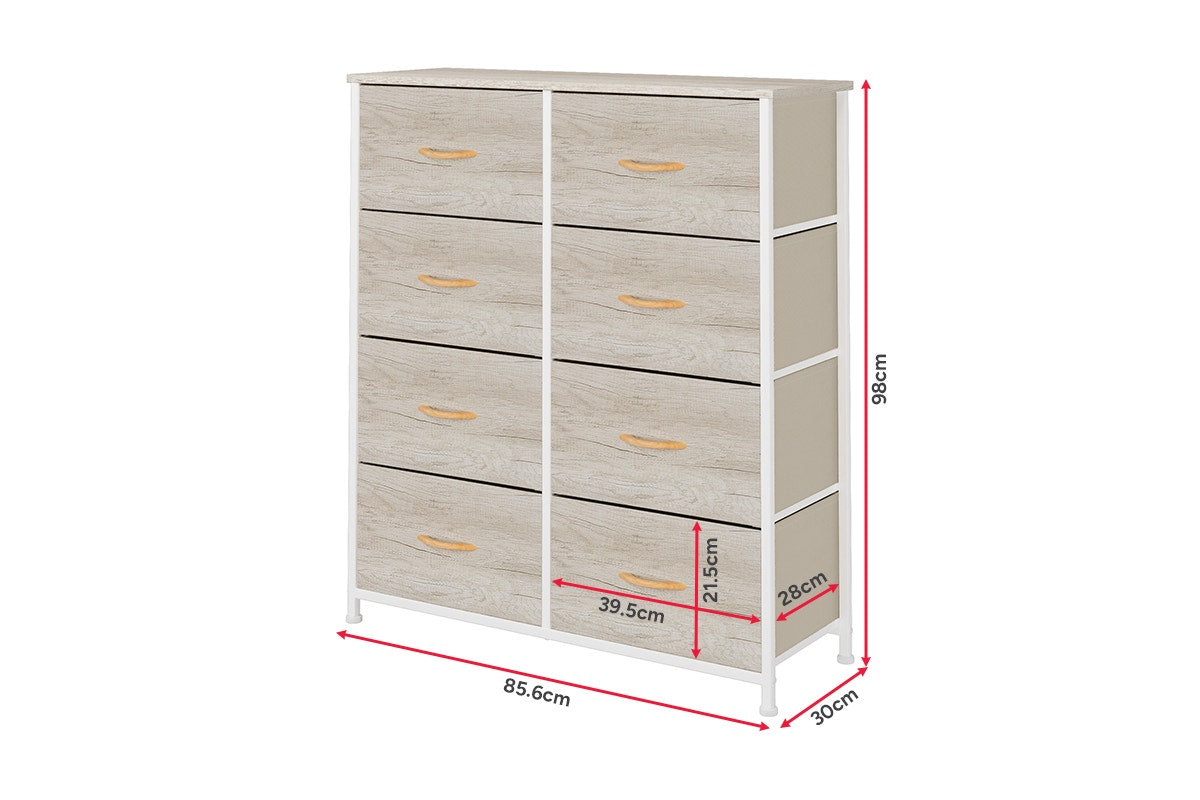 Ovela 8 Drawer Storage Chest - Wood Grain White Oak