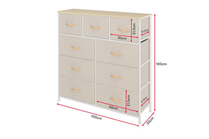 Ovela 9 Drawer Storage Chest - Beige