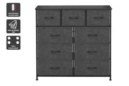 Ovela 9 Drawer Storage Chest - Charcoal
