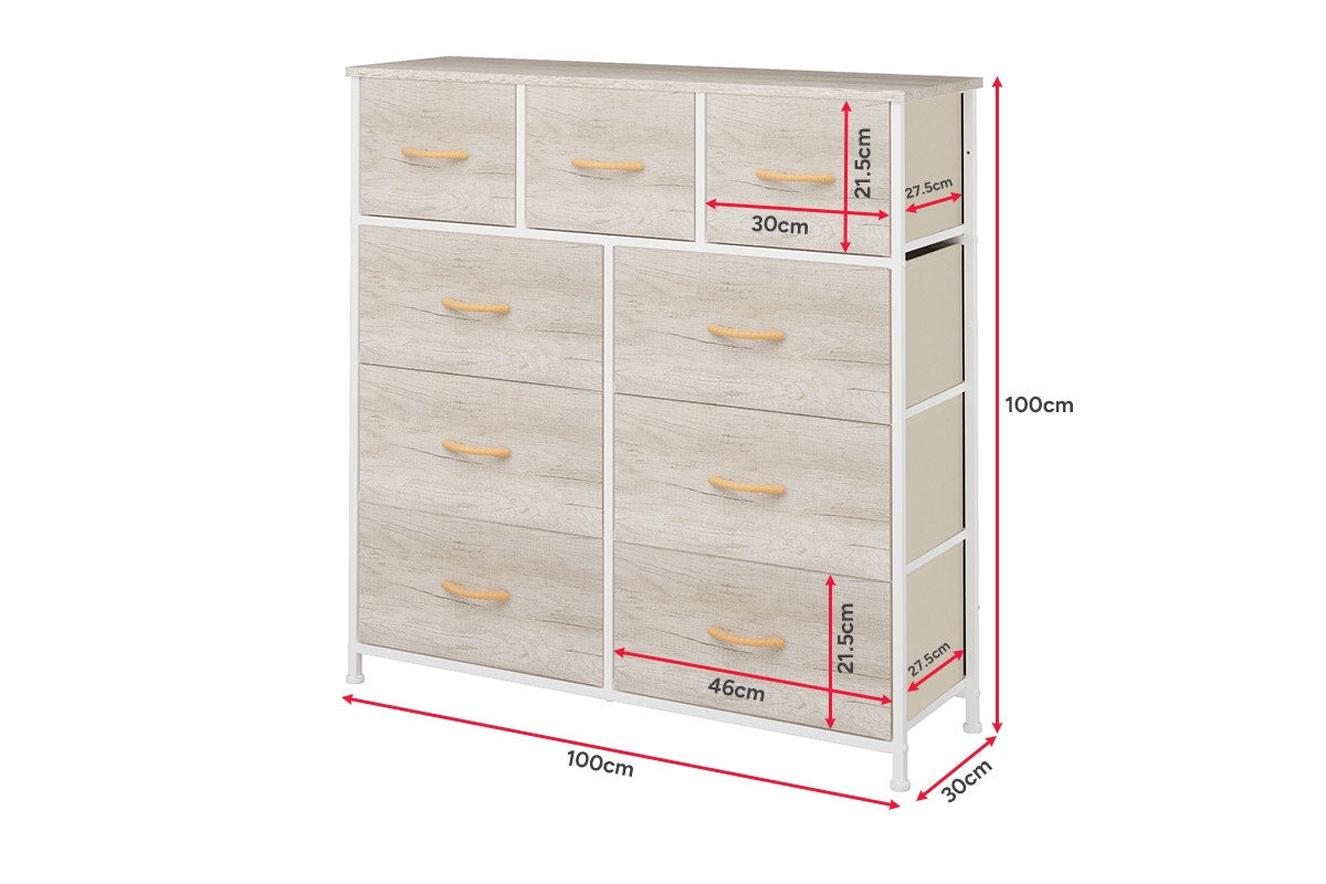 Ovela 9 Drawer Storage Chest - Wood Grain White Oak