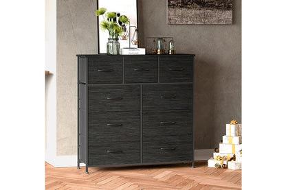 Ovela 9 Drawer Storage Chest - Wood Grain Black