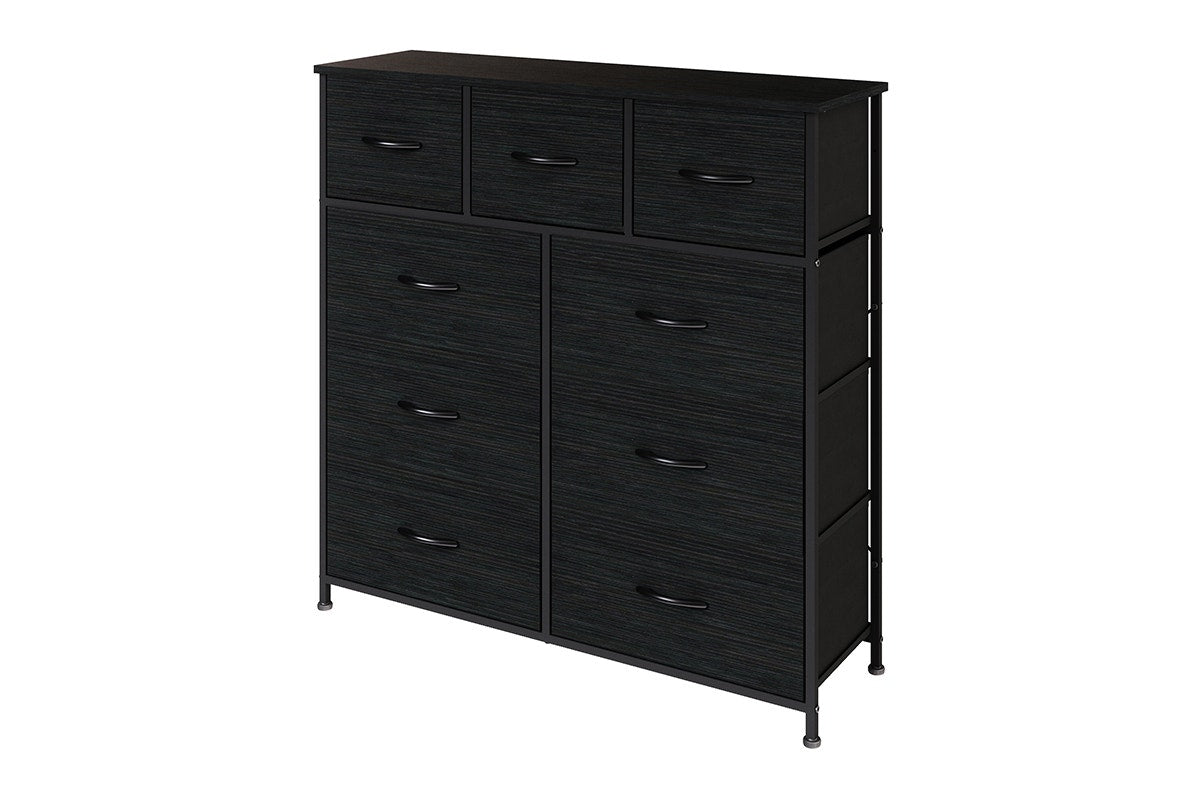 Ovela 9 Drawer Storage Chest - Wood Grain Black