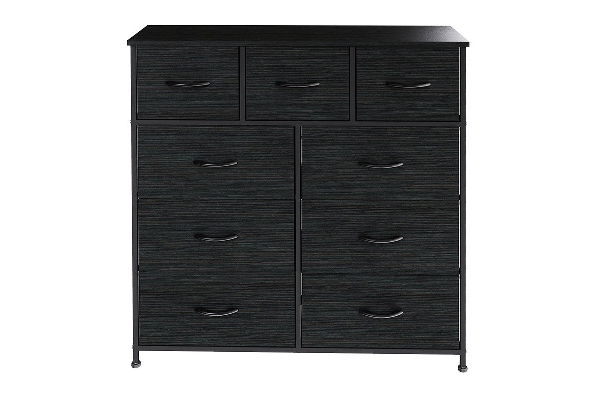 Ovela 9 Drawer Storage Chest - Wood Grain Black