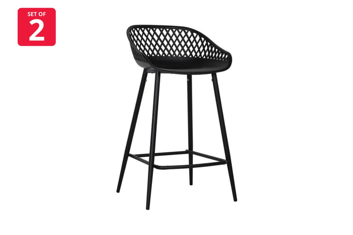 Ovela Set of 2 Leerdam Counter Stools (Black)