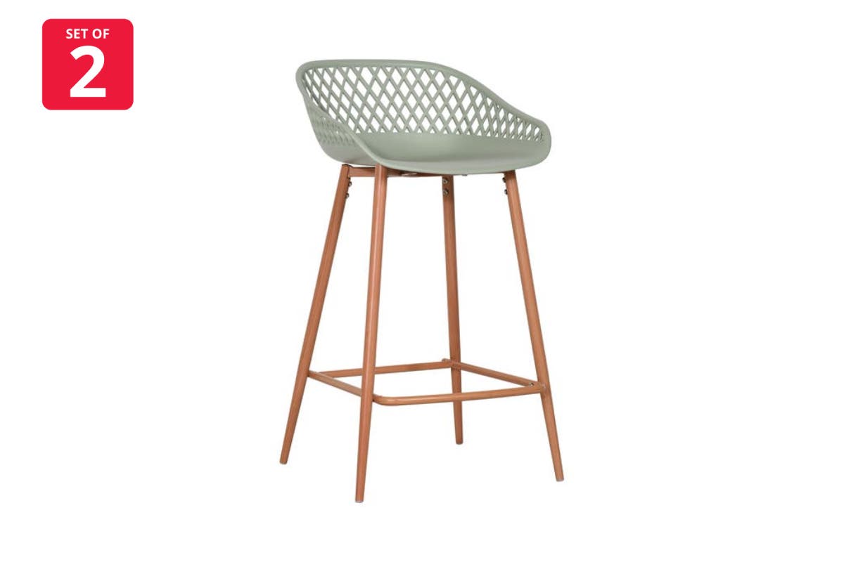 Ovela Set of 2 Leerdam Counter Stools (Pastel Green)