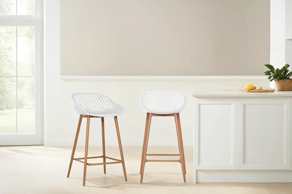 Ovela Set of 2 Leerdam Counter Stools (White)