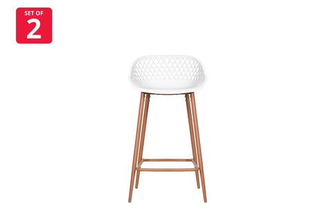 Ovela Set of 2 Leerdam Counter Stools (White) - Auzzistore