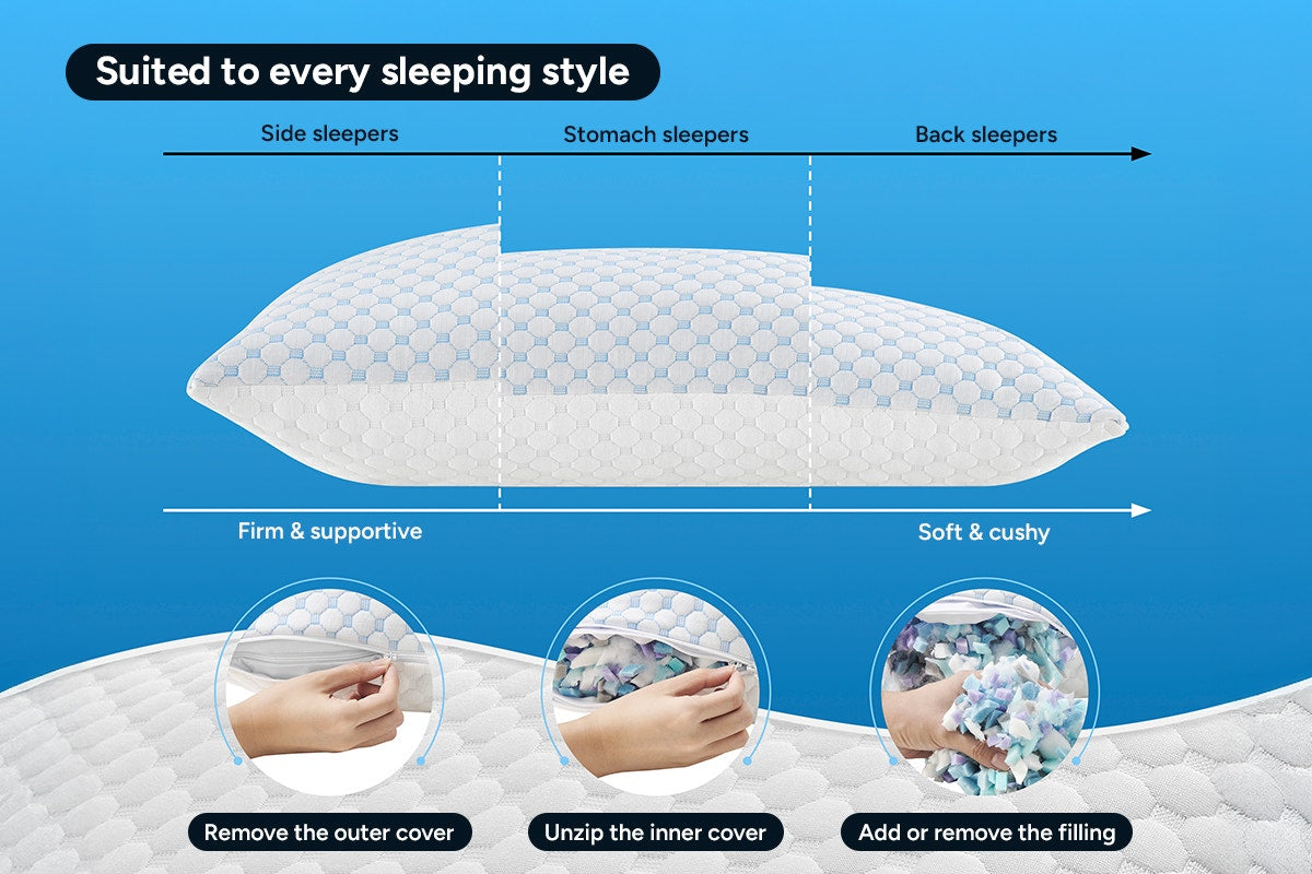 Set of 2 Ovela Adjustable Memory Foam Cooling Pillows